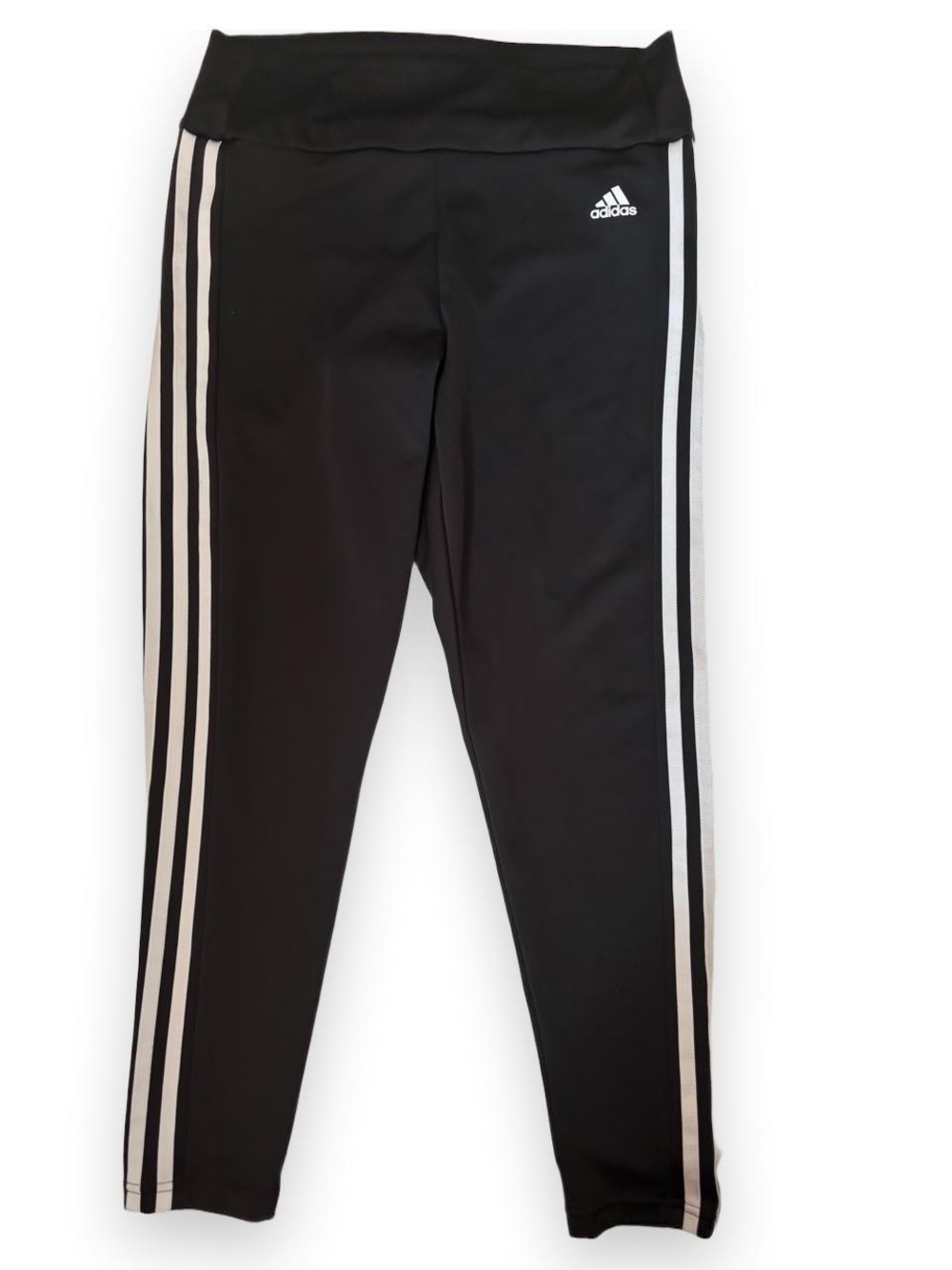 adidas Black Leggings with White Side Stripes